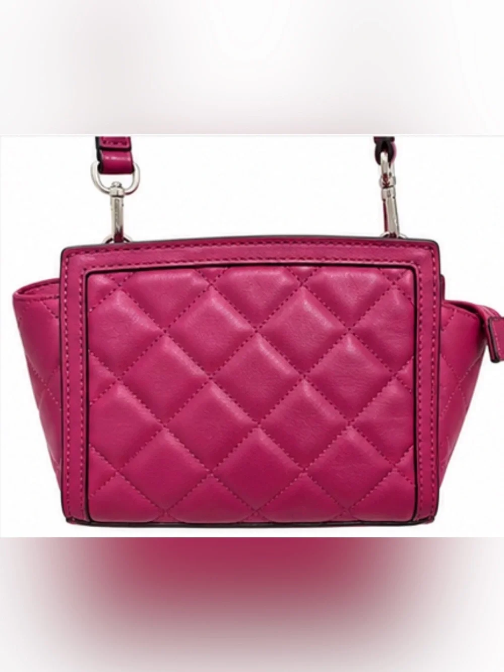 RARE Michael Kors Quilted Leather Mini Small Crossbody Bag Fuchsia Pink Berry